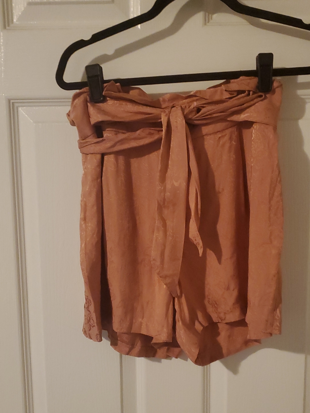 Express Mini Skirt with Self Tie in Rust/Coral